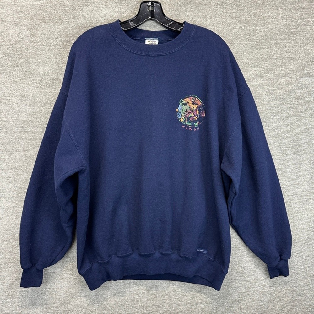 VTG 90s Crazy Shirts Hawaii Sweatshirt Ki'i Pohaku Stone Art Print Crewneck L - Picture 2 of 14